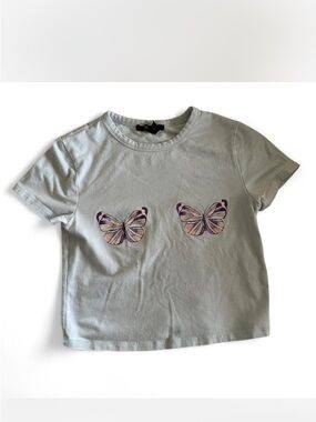 Forever 21 crop top with Purple Butterfly Prints